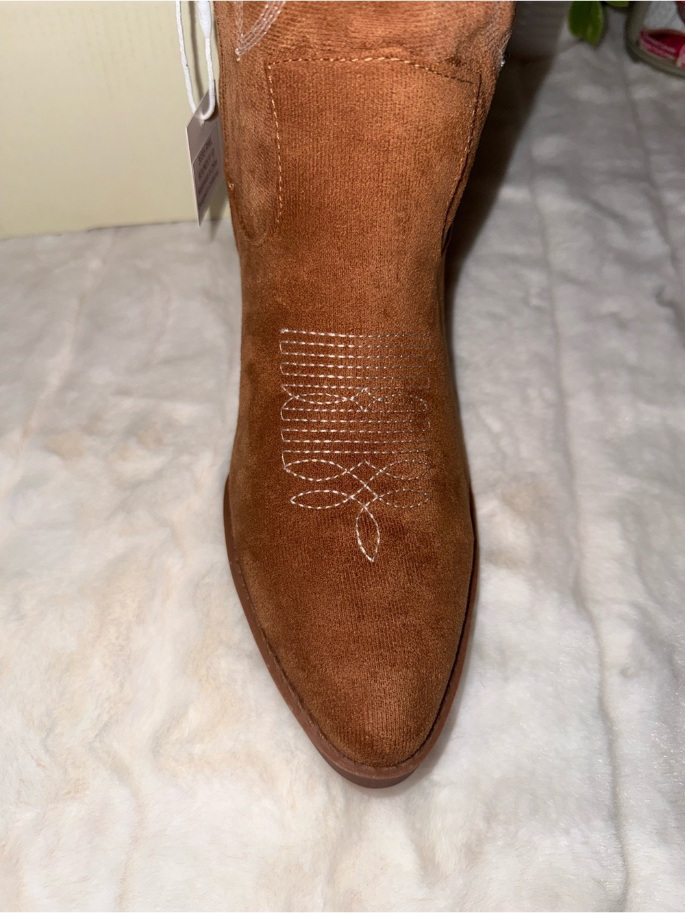 NWT - J.Adams Roundup -Women's Tan Western Embroidered Mid-Heel Boots - Size 10 - Picture 5 of 7